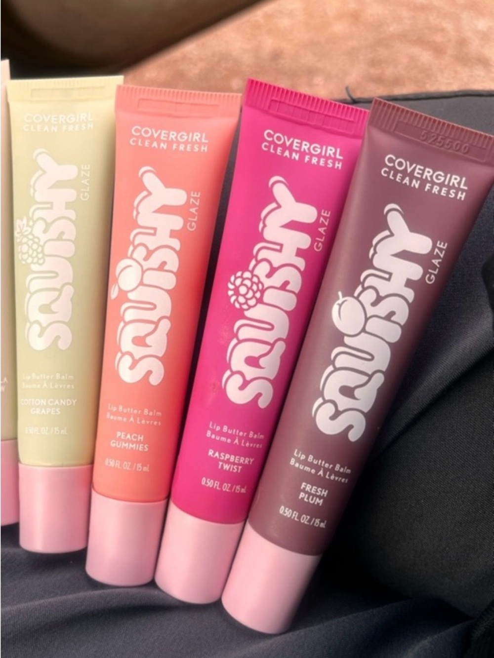 COVERGIRLSquishy Glaze Lip Butter Set-Peach, Cotton Candy Grape, Raspberry, Plum